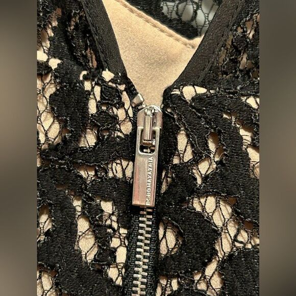 BCBG Maxazria Alice Dress black crochet lace overlay size 10 EUC back zip - Picture 7 of 16